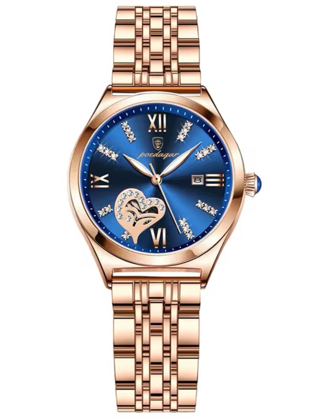 POEDAGAR Sapphire Heart
Rose Gold & Ocean Blue Women's Luxury Watch